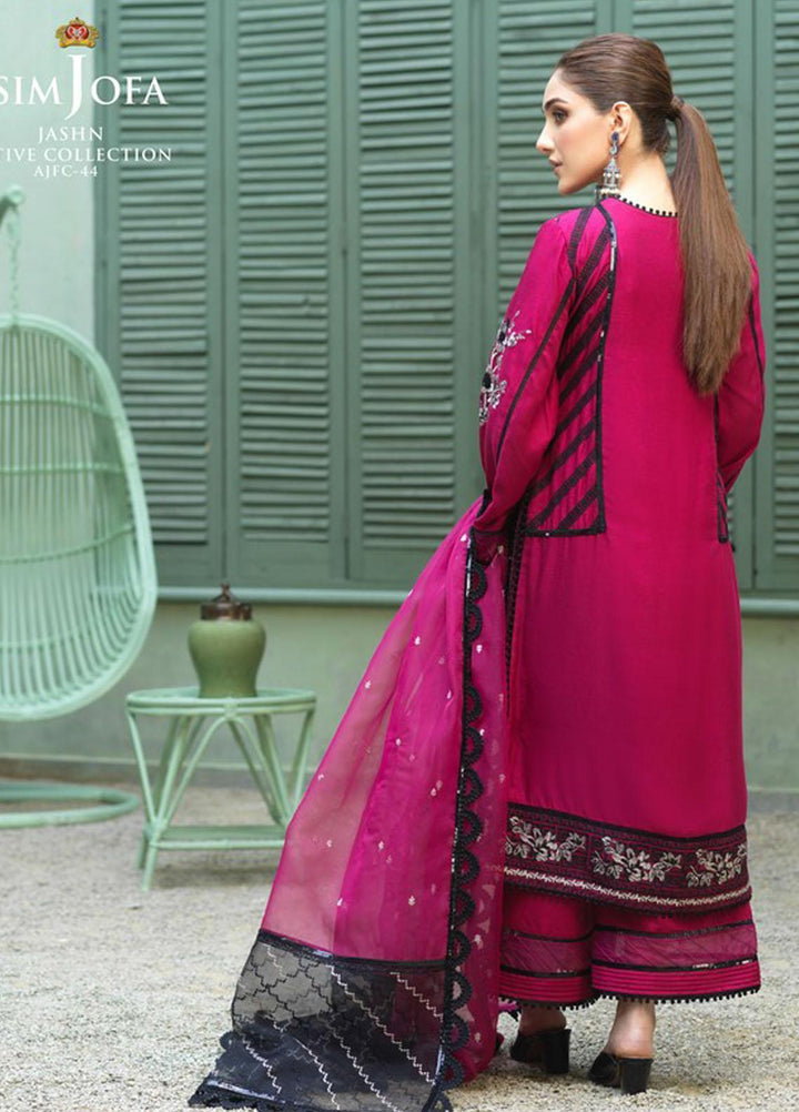 Asim Jofa Embroidered Cotton Net Suits Unstitched 3 Piece AJ21J AJFC-44 - Festive Collection