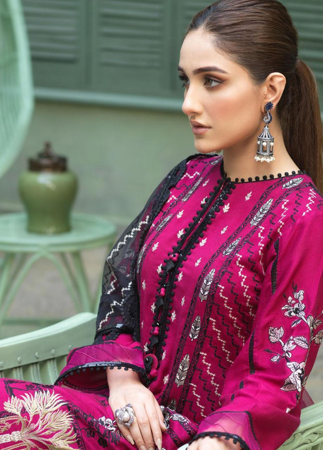 Asim Jofa Embroidered Cotton Net Suits Unstitched 3 Piece AJ21J AJFC-44 - Festive Collection