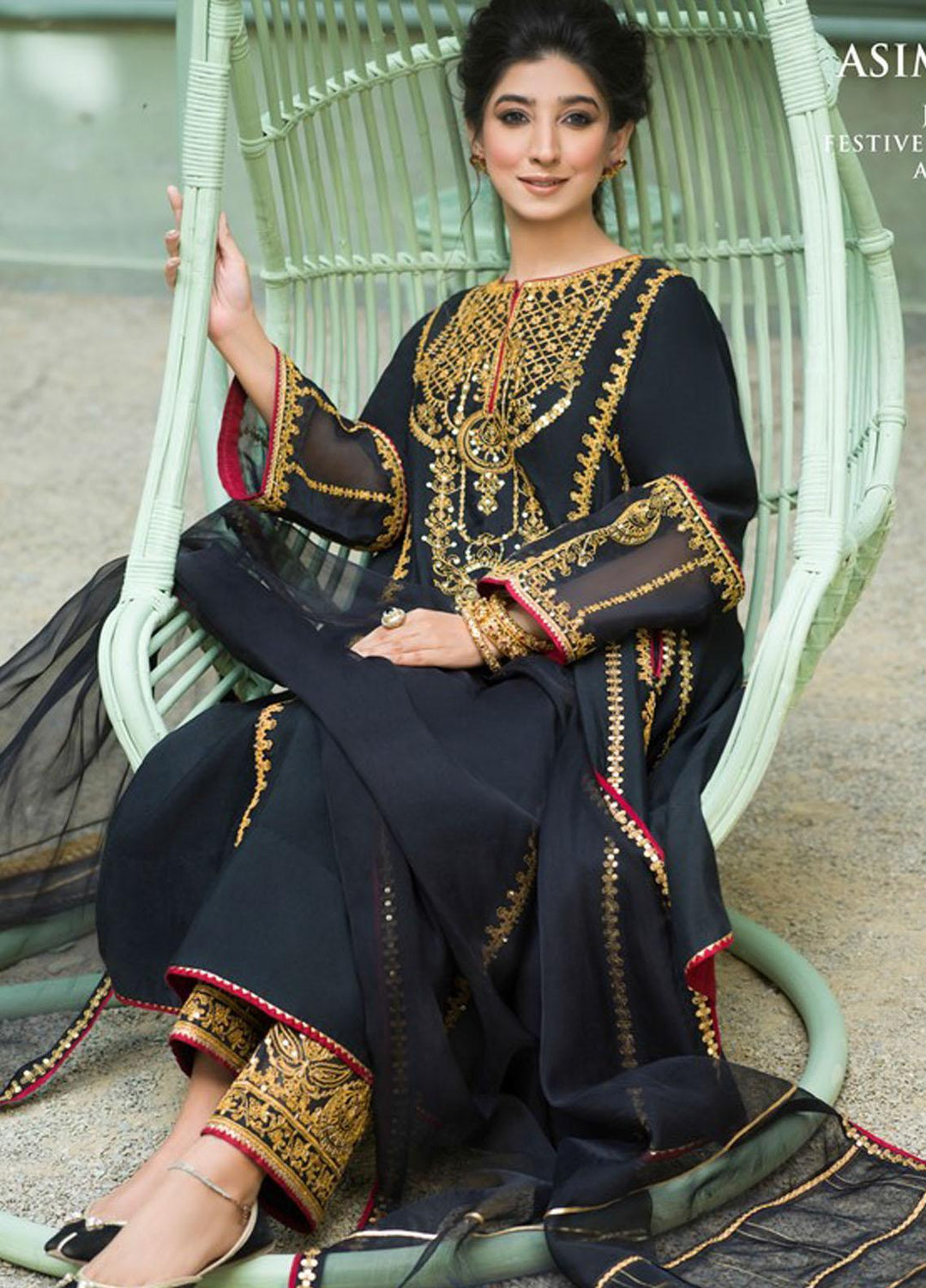 Asim Jofa Embroidered Organza Suits Unstitched 3 Piece AJ21J AJFC-46 - Festive Collection