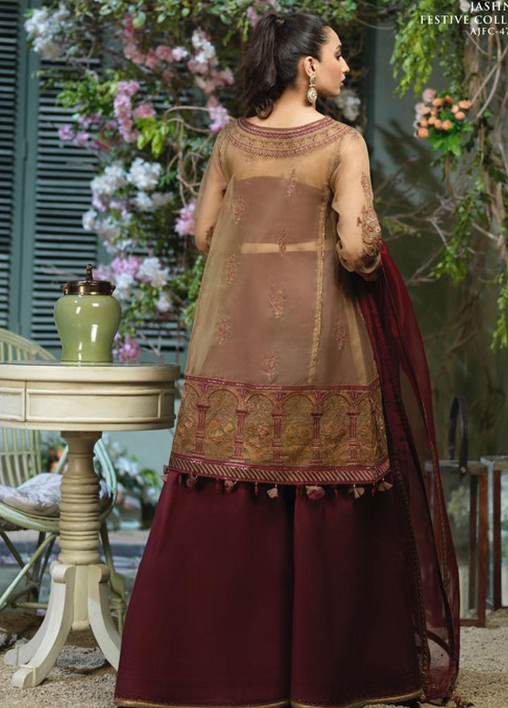 Asim Jofa Embroidered Organza Suits Unstitched 3 Piece AJ21J AJFC-47 - Festive Collection
