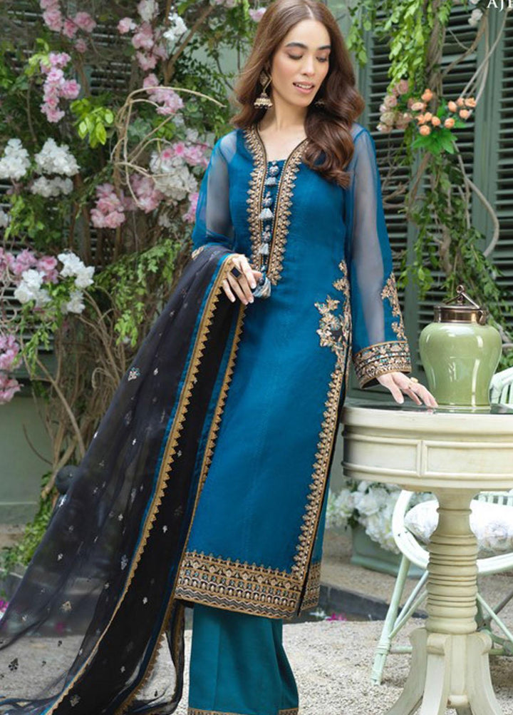 Asim Jofa Embroidered Organza Suits Unstitched 3 Piece AJ21J AJFC-48 - Festive Collection