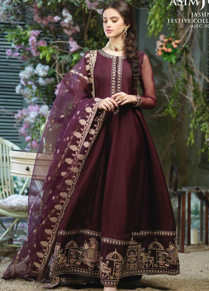 Asim Jofa Embroidered Organza Suits Unstitched 3 Piece AJ21J AJFC-50 - Festive Collection