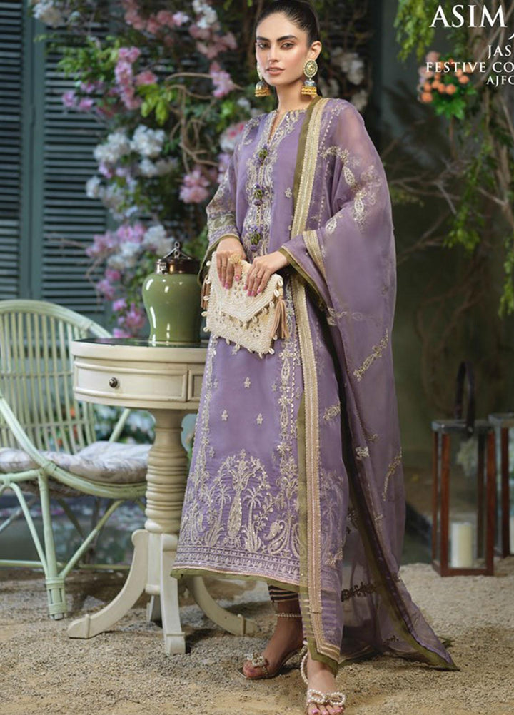 Asim Jofa Embroidered Organza Suits Unstitched 3 Piece AJ21J AJFC-51 - Festive Collection