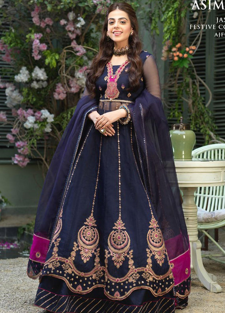 Asim Jofa Embroidered Organza Suits Unstitched 3 Piece AJ21J AJFC-53 - Festive Collection