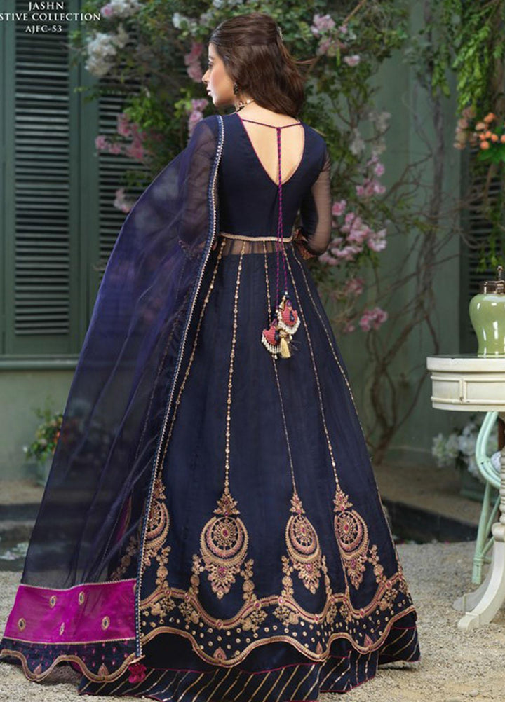 Asim Jofa Embroidered Organza Suits Unstitched 3 Piece AJ21J AJFC-53 - Festive Collection