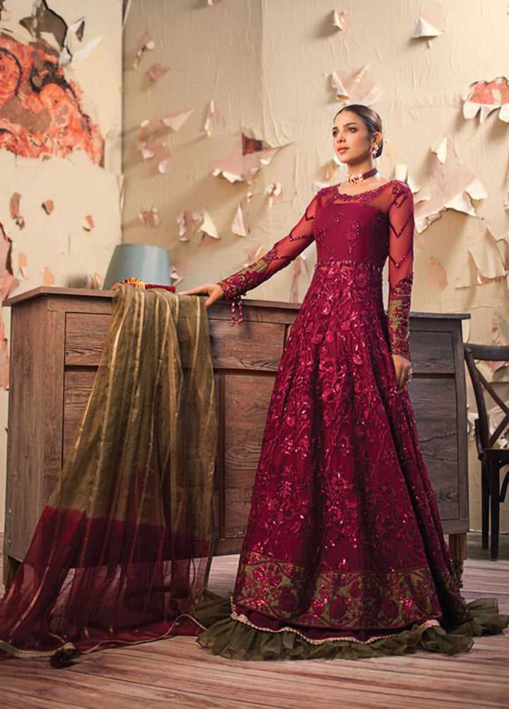 Asim Jofa Embroidered Net Suits Unstitched 3 Piece AJ21LE 01 - Luxury Collection