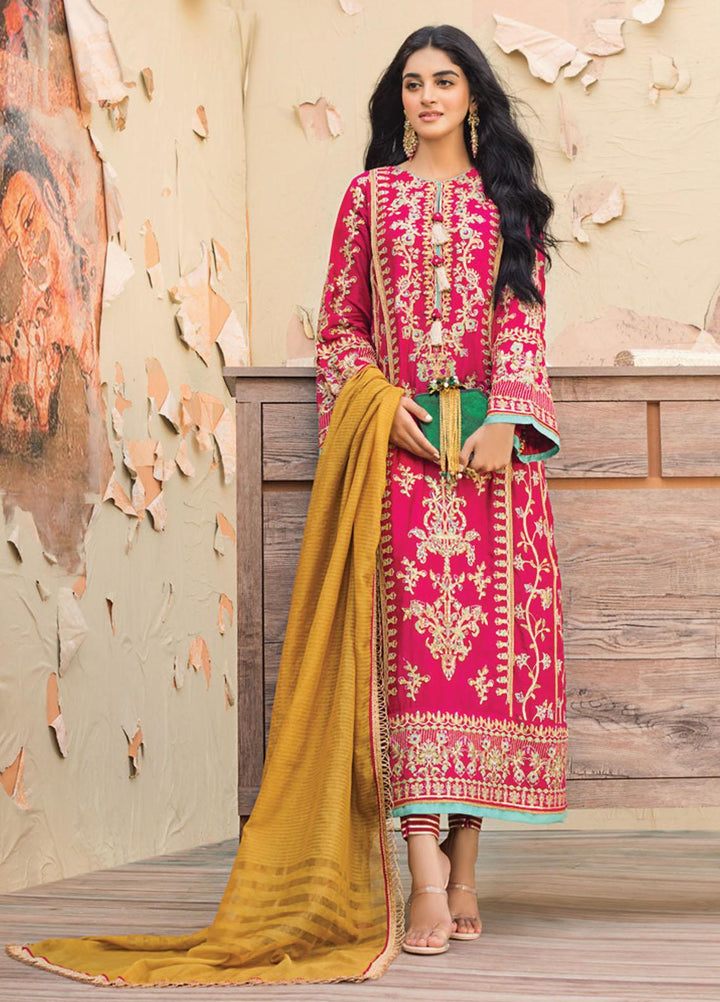 Asim Jofa Embroidered Cotton Net Suits Unstitched 3 Piece AJ21LE 05 - Luxury Collection