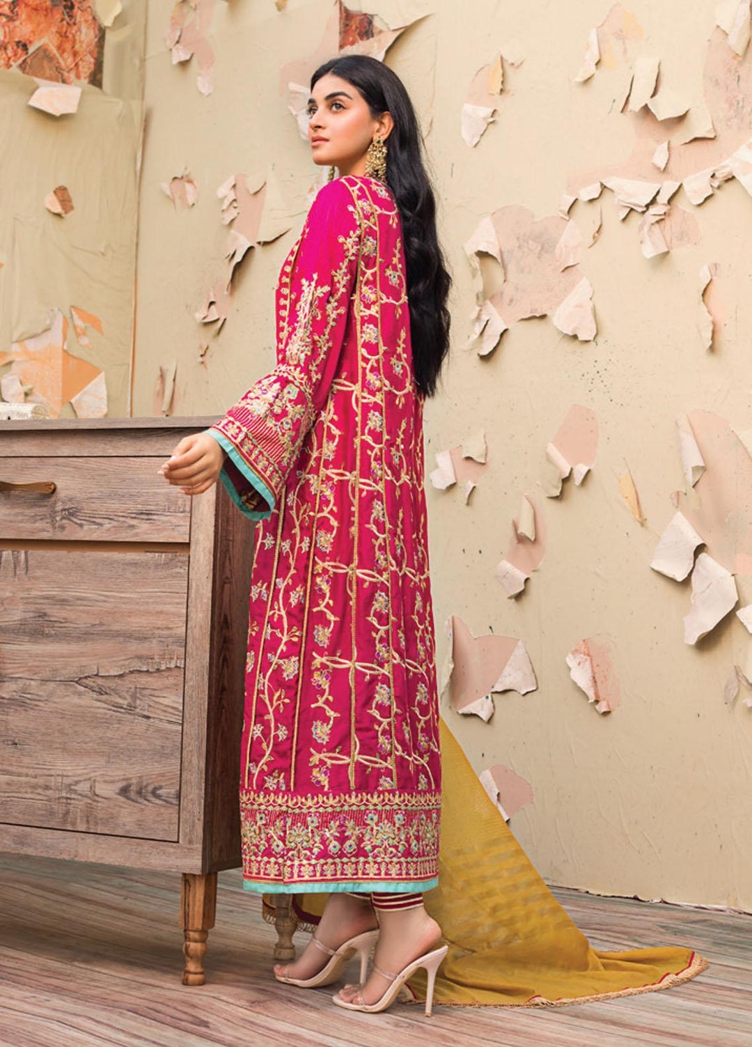 Asim Jofa Embroidered Cotton Net Suits Unstitched 3 Piece AJ21LE 05 - Luxury Collection