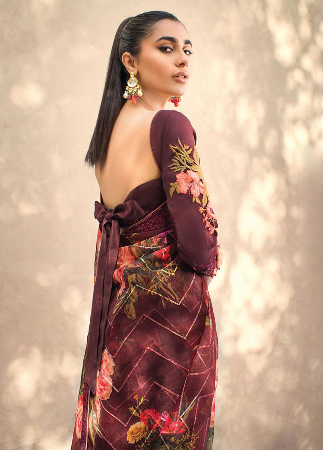 Asim Jofa Embroidered Organza  Unstitched Saree AJ21LE 07 - Luxury Collection