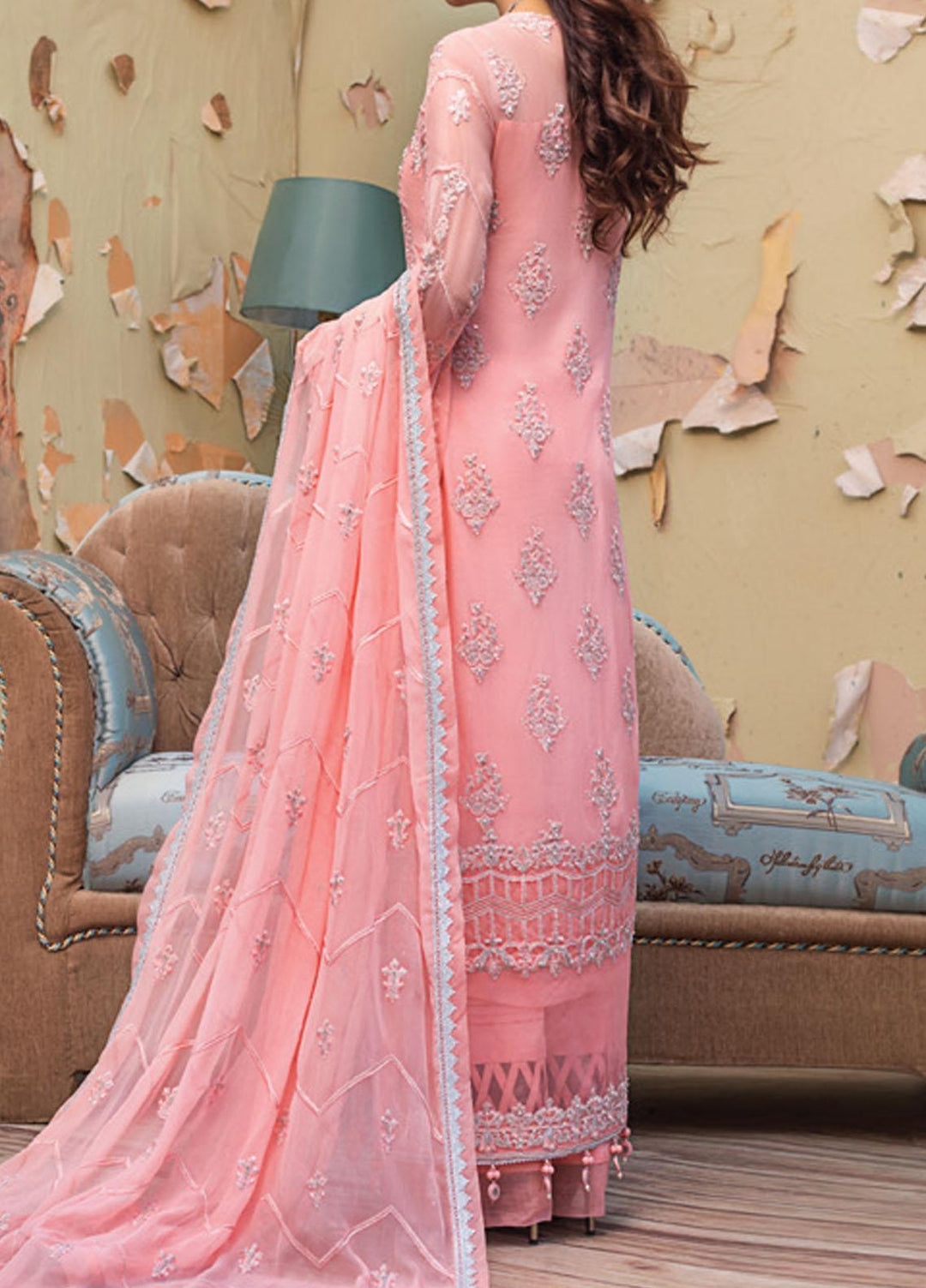 Asim Jofa Embroidered Chiffon Suits Unstitched 3 Piece AJ21LE 08 - Luxury Collection