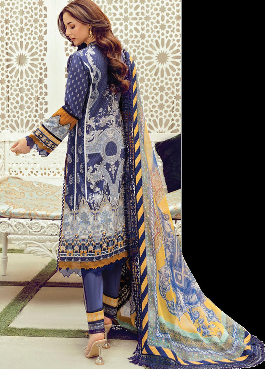 Rabt By Asim Jofa Embroidered Lawn Suits Unstitched 3 Piece AJ21RL 03 - Luxury Collection