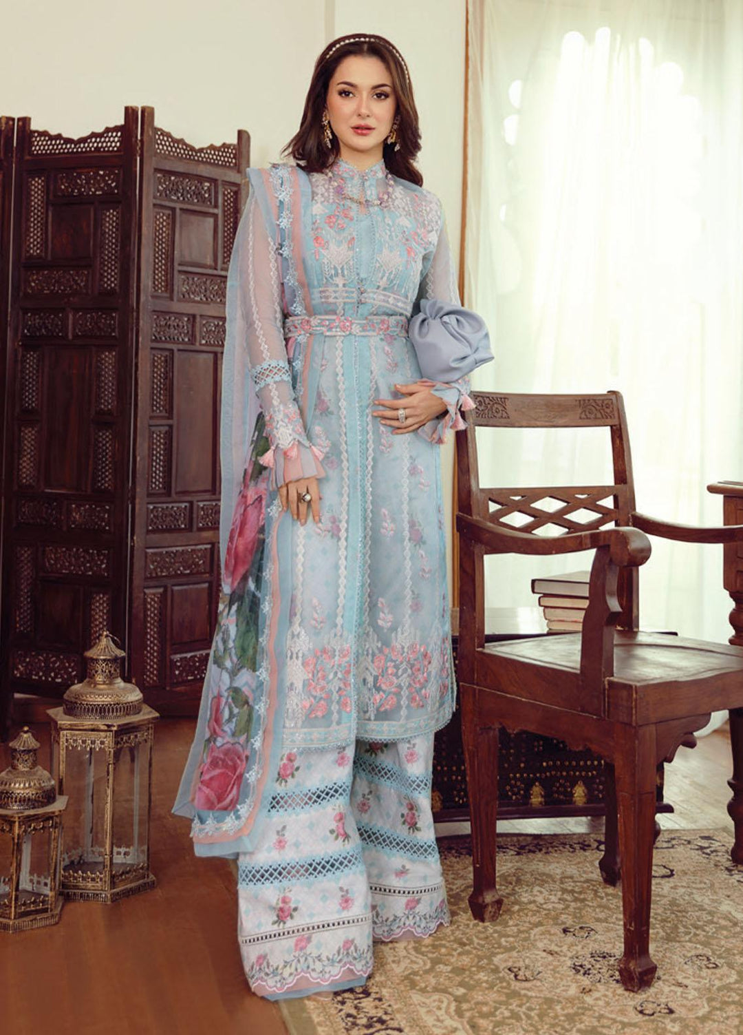 Rabt By Asim Jofa Embroidered Organza Suits Unstitched 3 Piece AJ21RL 13 - Luxury Collection