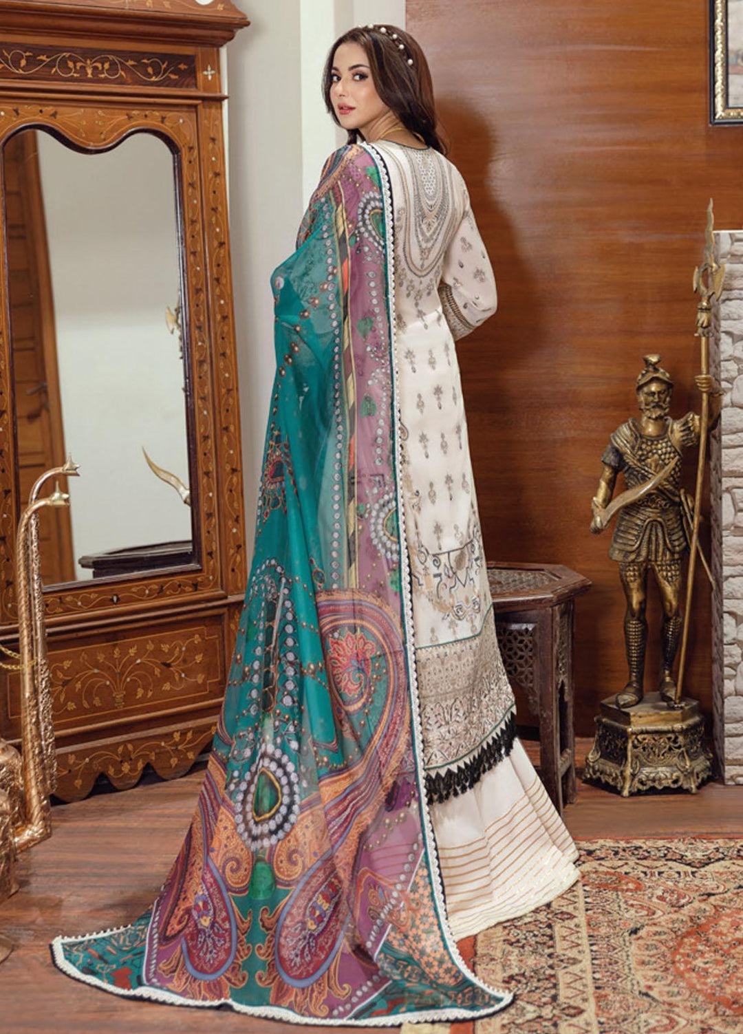 Rabt By Asim Jofa Embroidered Lawn Suits Unstitched 3 Piece AJ21RL 15 - Luxury Collection