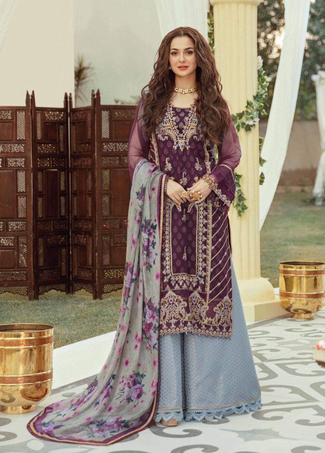Rabt By Asim Jofa Embroidered Organza Suits Unstitched 3 Piece AJ21RL 19 - Luxury Collection