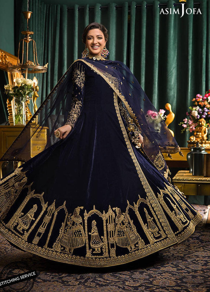 Makhmal By Asim Jofa Embroidered Velvet Suits Unstitched 3 Piece AJ21MR AJMR-03 - Winter Collection