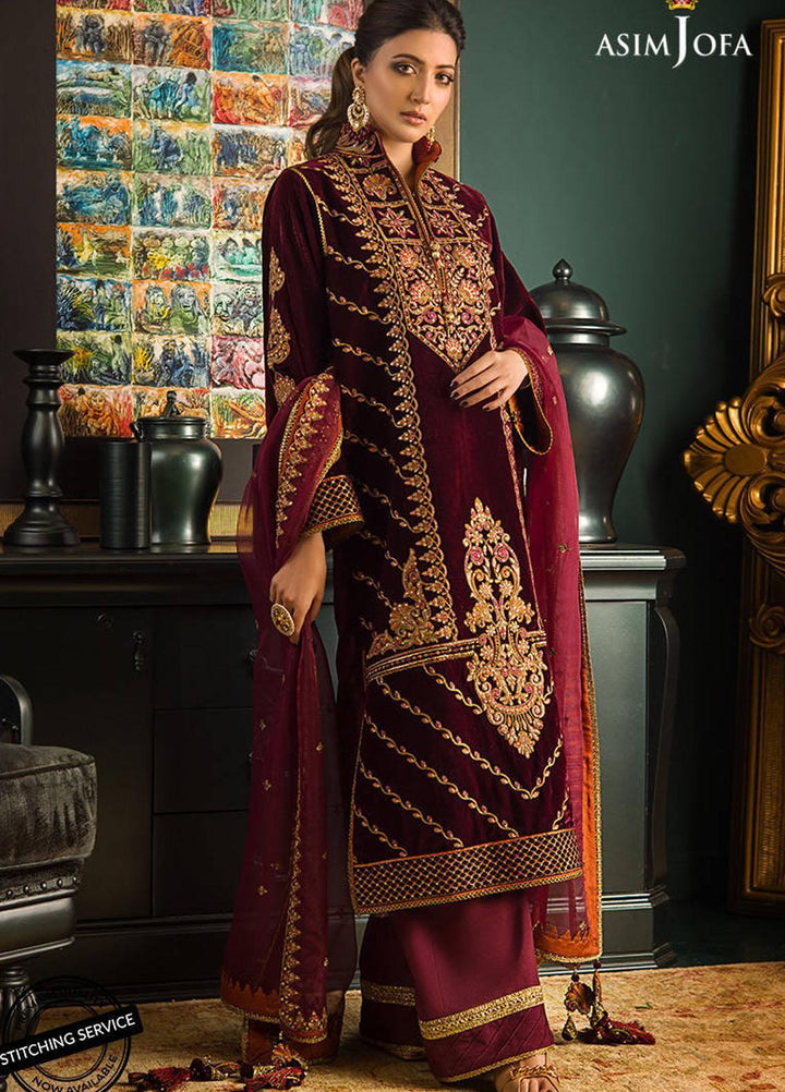 Makhmal By Asim Jofa Embroidered Velvet Suits Unstitched 3 Piece AJ21MR AJMR-04 - Winter Collection