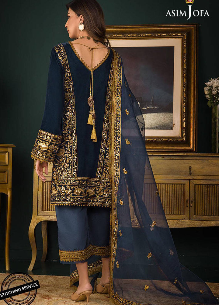Makhmal By Asim Jofa Embroidered Velvet Suits Unstitched 3 Piece AJ21MR AJMR-09 - Winter Collection