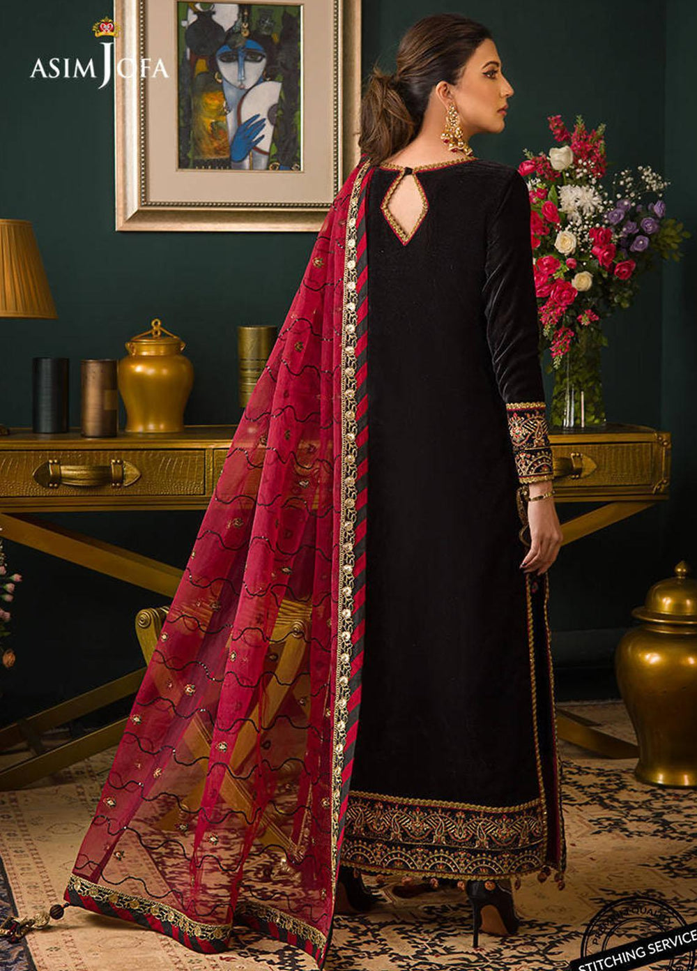Makhmal By Asim Jofa Embroidered Velvet Suits Unstitched 3 Piece AJ21MR AJMR-10 - Winter Collection