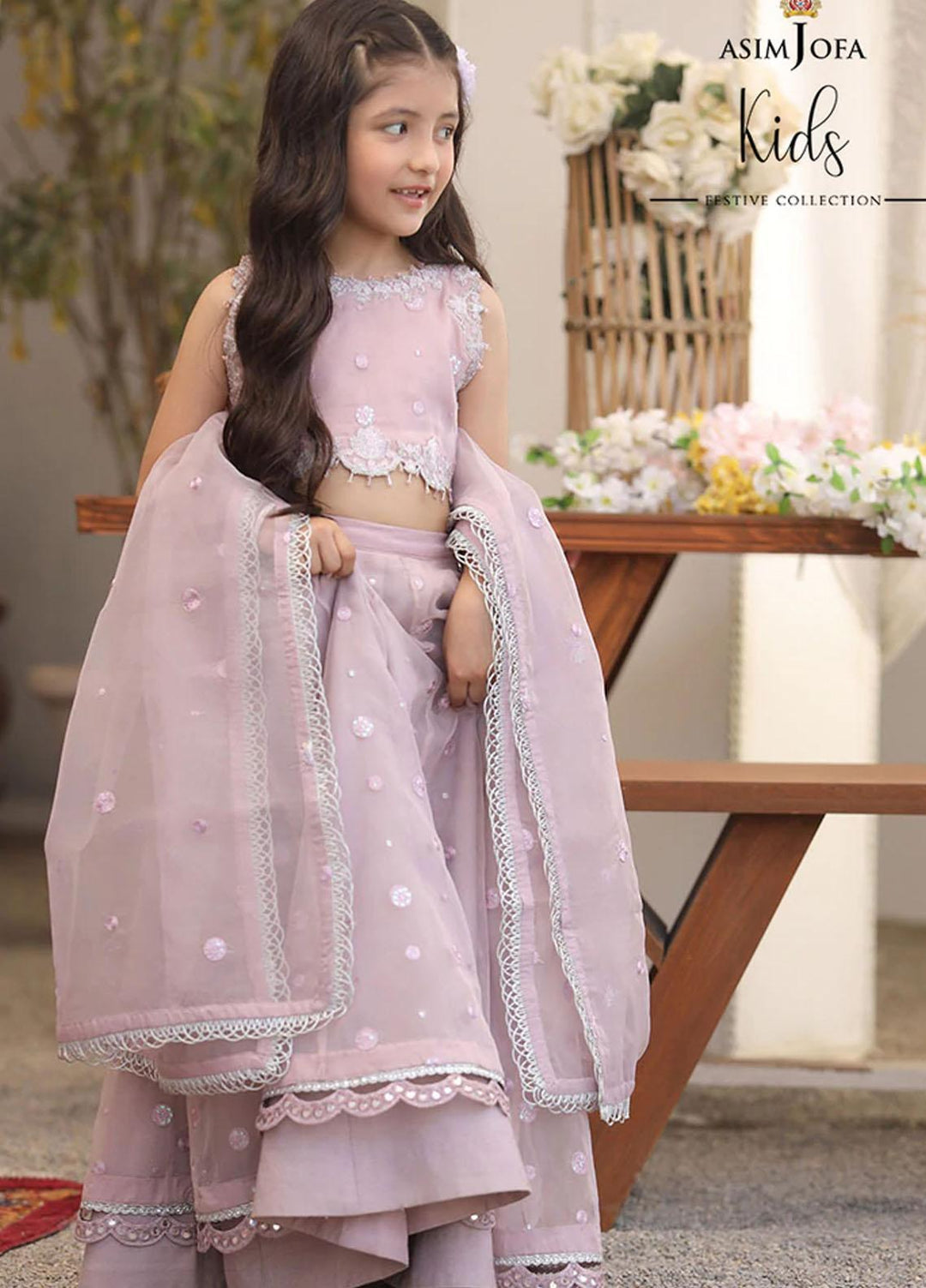 Asim Jofa Organza Fancy 3 Piece Suit for Girls -  AJ22KF AJKF-07