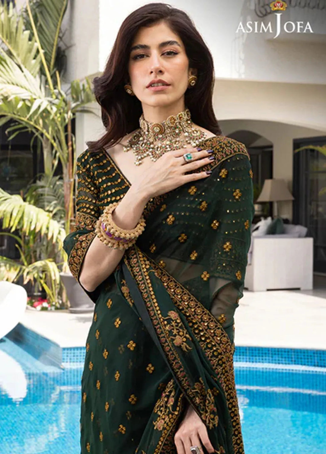 Asim Jofa Pret Embroidered Chiffon Saree AJJH-06