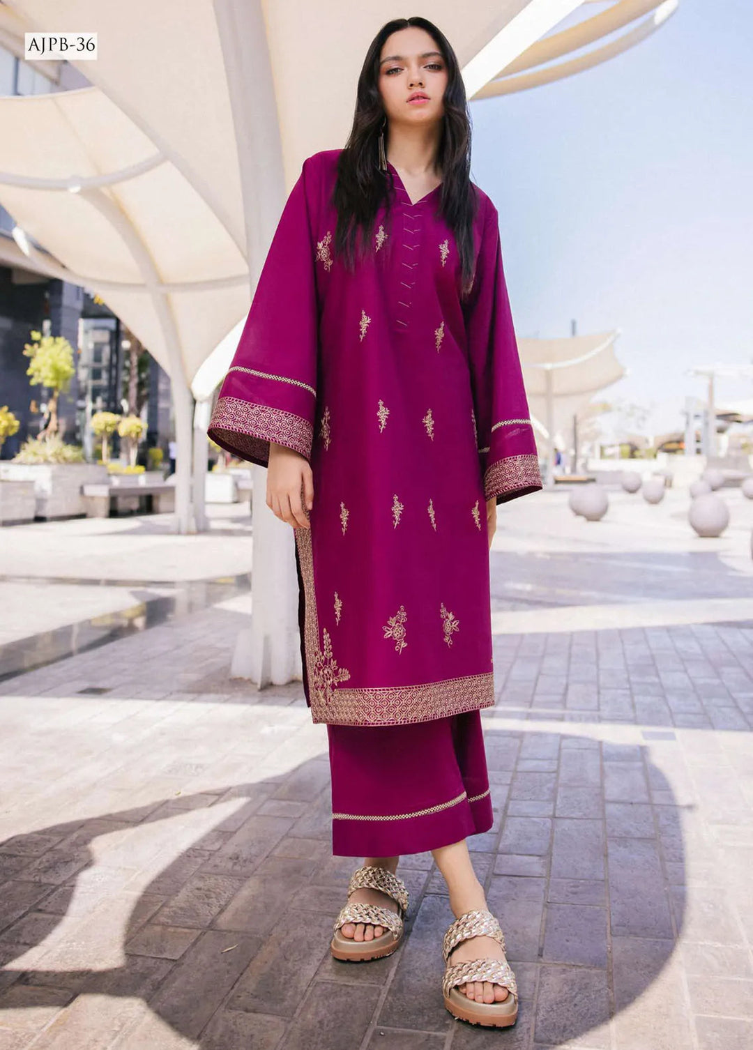 Asim Jofa Pret Embroidered Lawn 2 Piece Suit AJ24-E2 AJPB-36