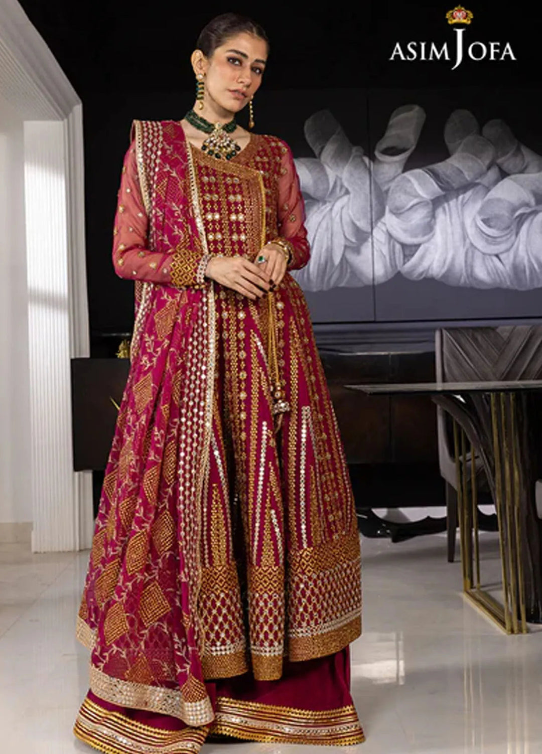 Asim Jofa Pret Embroidered Organza 3 Piece Suit AJJH-08