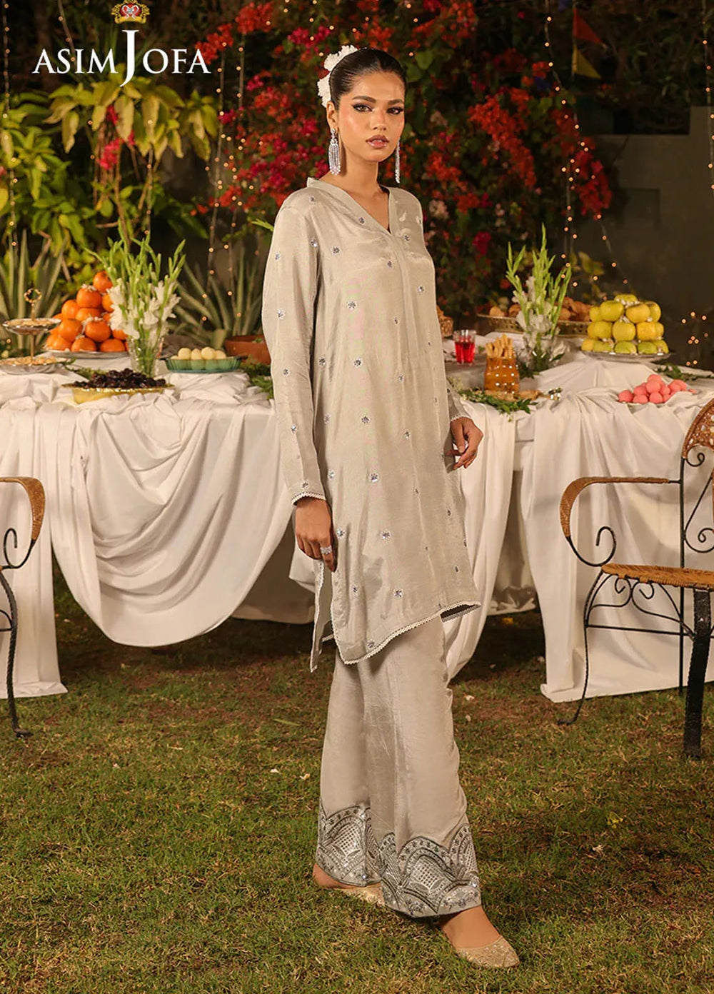 Asim Jofa Pret Embroidered Raw Silk 2 Piece Suit AJPB-172