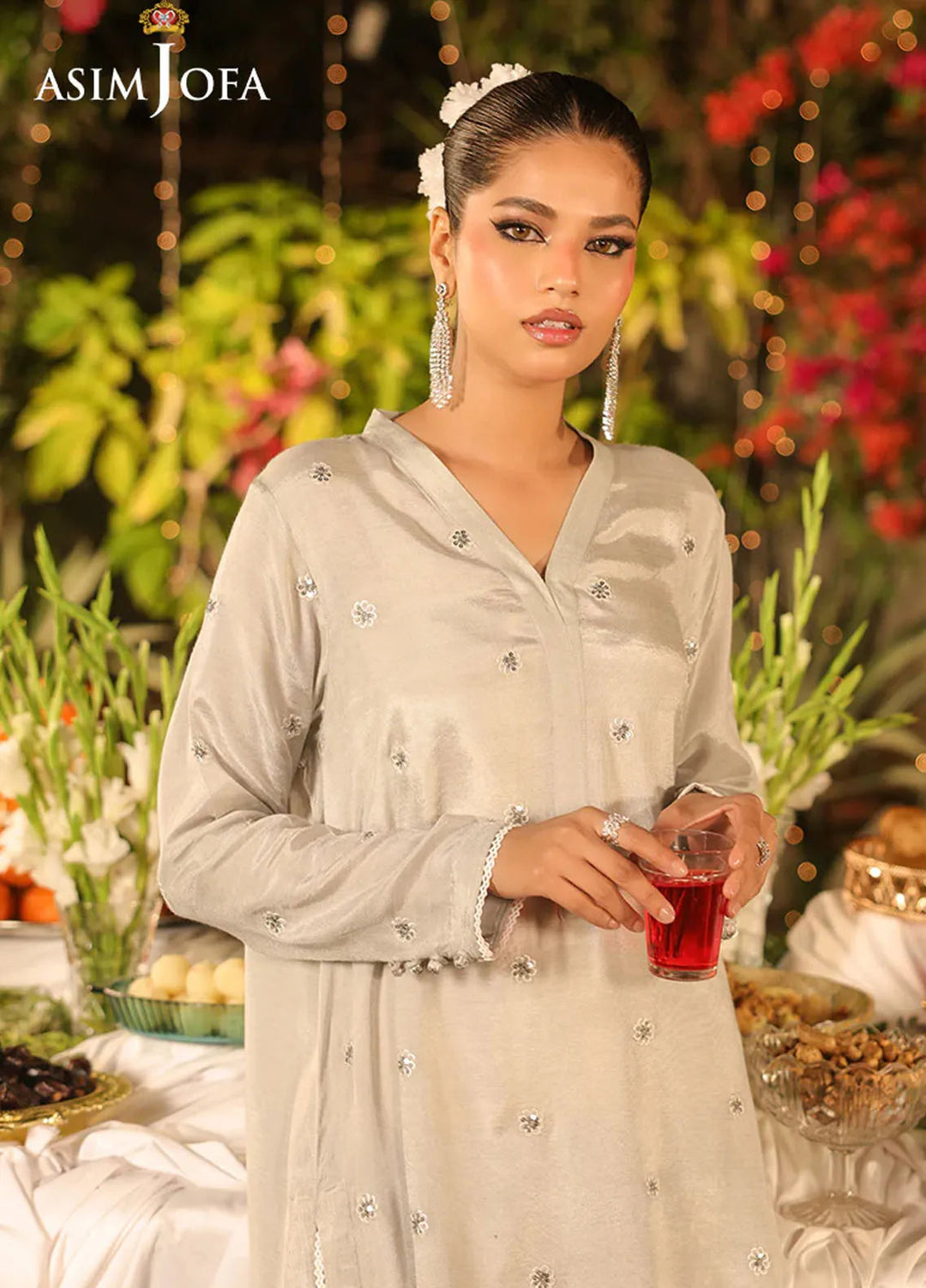 Asim Jofa Pret Embroidered Raw Silk 2 Piece Suit AJPB-172