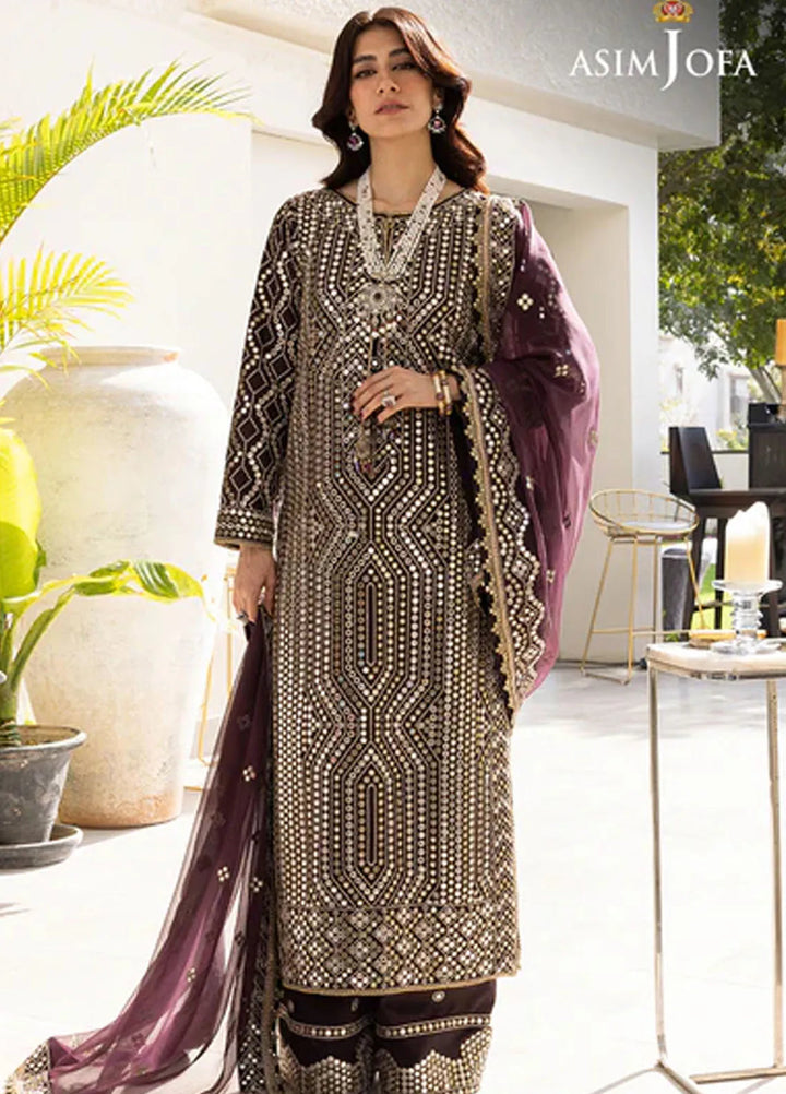 Asim Jofa Pret Embroidered Raw silk 3 Piece Suit AJJH-01