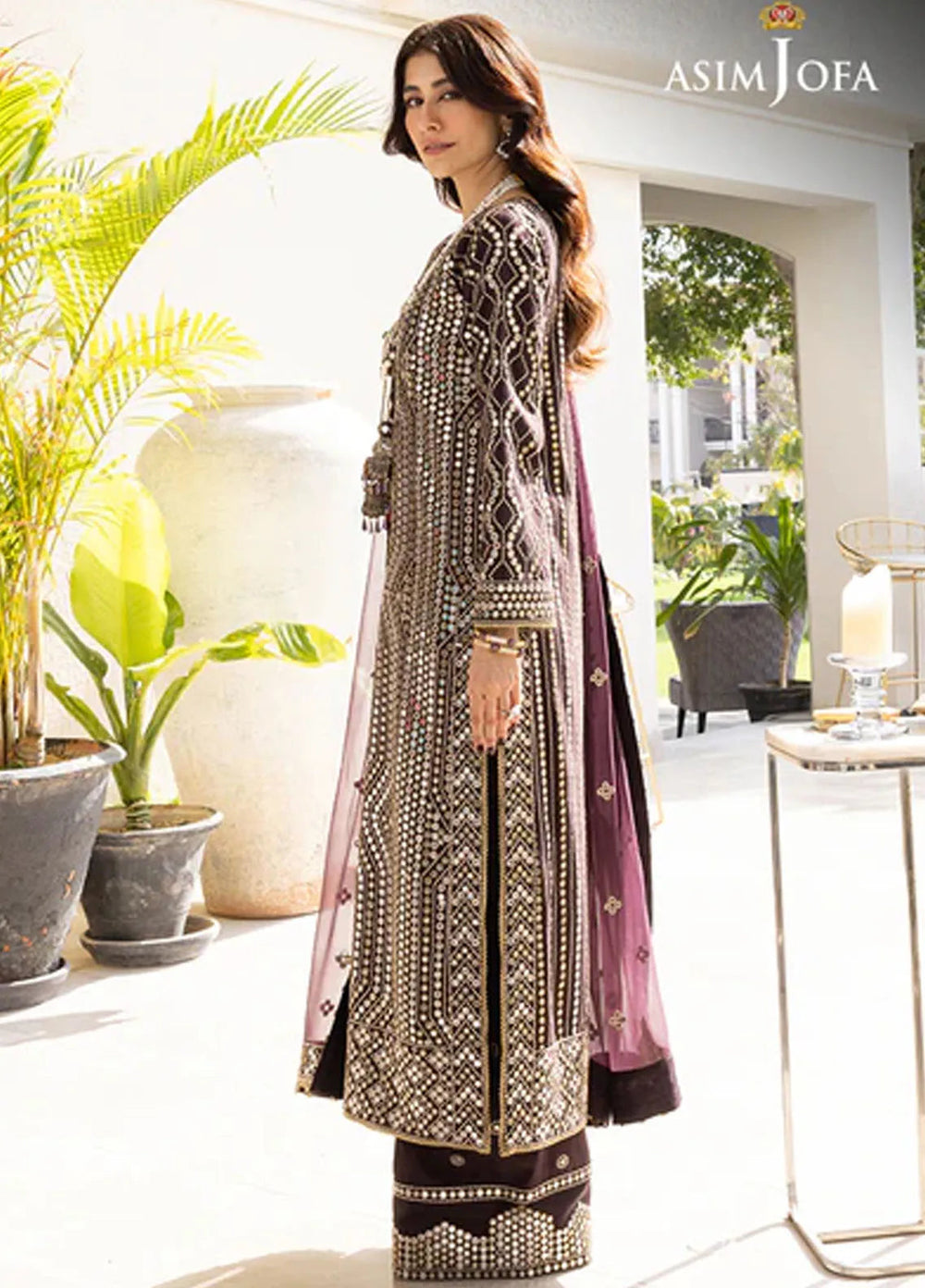 Asim Jofa Pret Embroidered Raw silk 3 Piece Suit AJJH-01