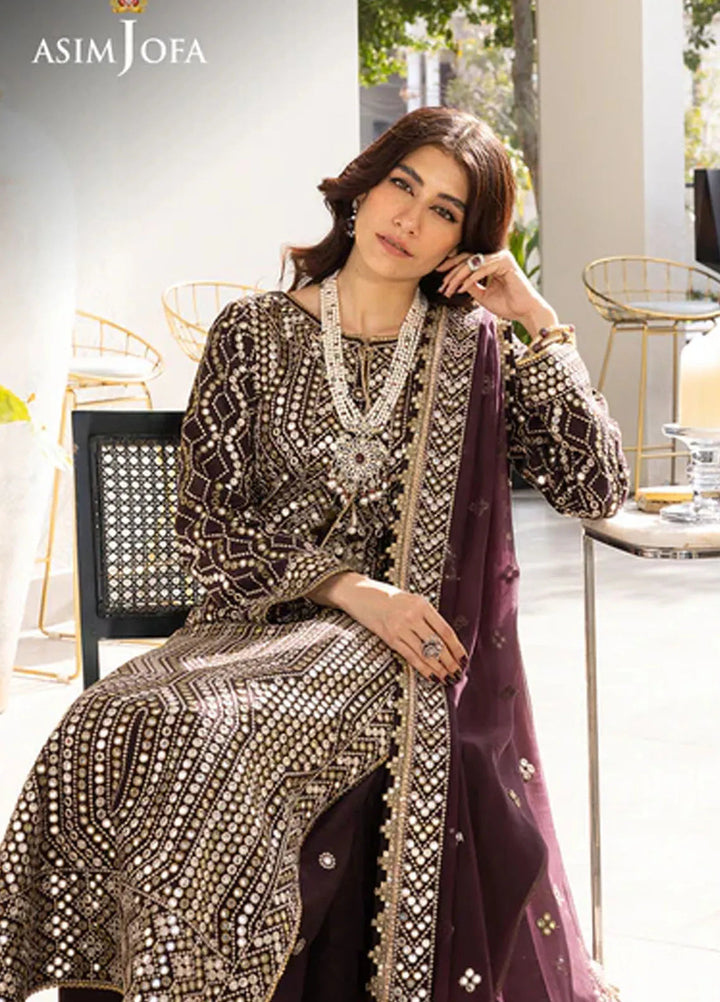 Asim Jofa Pret Embroidered Raw silk 3 Piece Suit AJJH-01