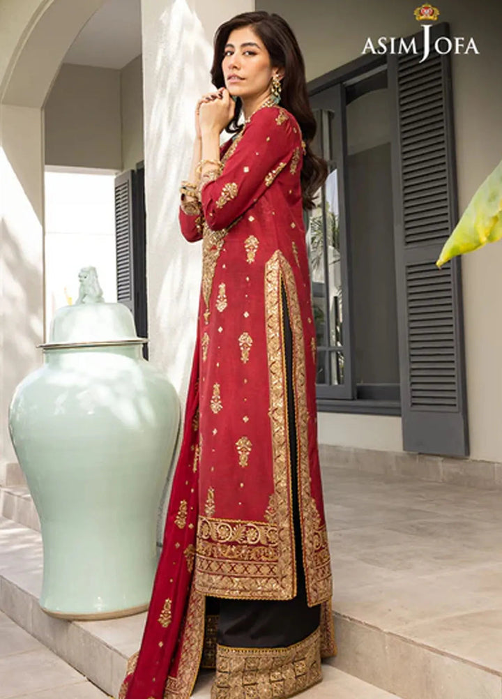 Asim Jofa Pret Embroidered Raw silk 3 Piece Suit AJJH-02