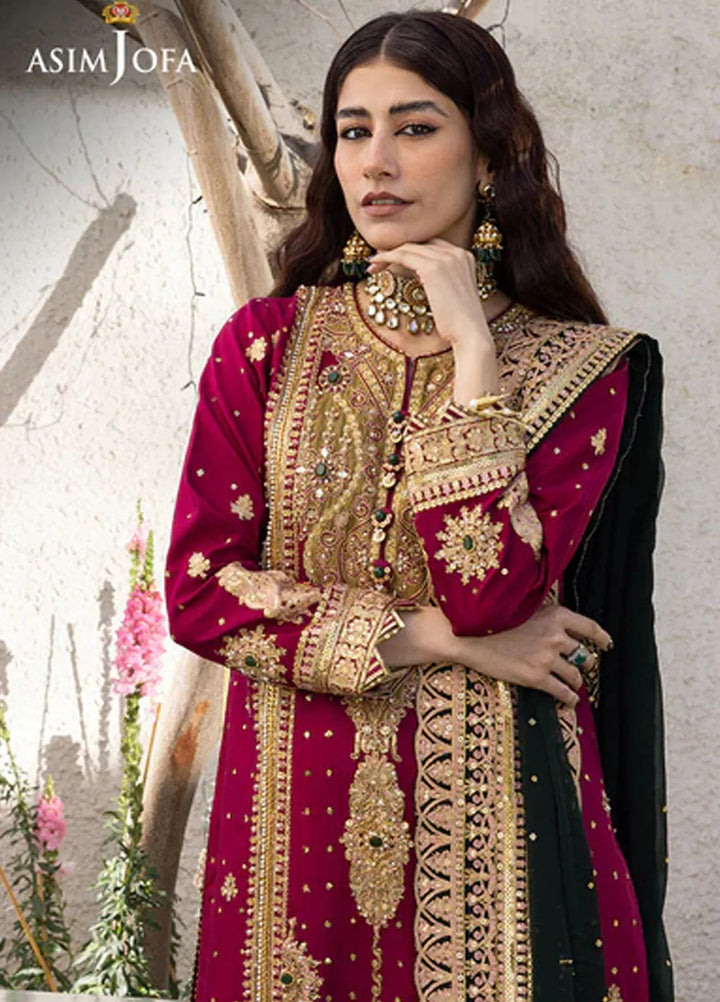 Asim Jofa Pret Embroidered Raw Silk 3 Piece Suit AJJH-10