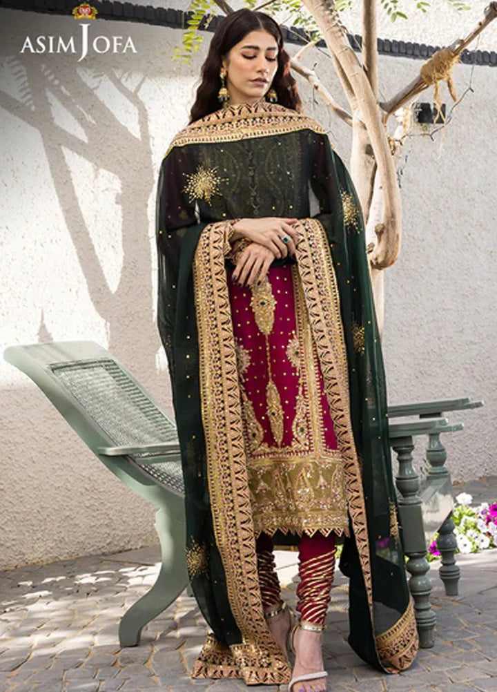 Asim Jofa Pret Embroidered Raw Silk 3 Piece Suit AJJH-10