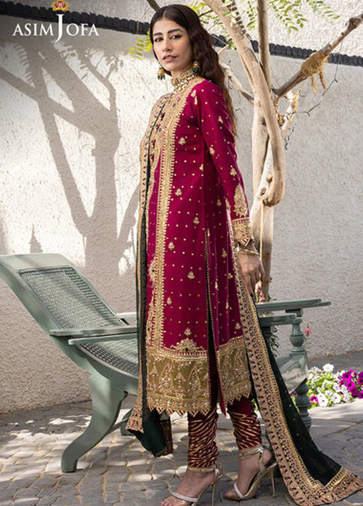 Asim Jofa Pret Embroidered Raw Silk 3 Piece Suit AJJH-10
