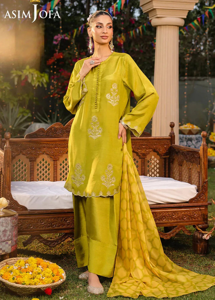 Asim Jofa Pret Embroidered Raw Silk 3 Piece Suit AJPB-162