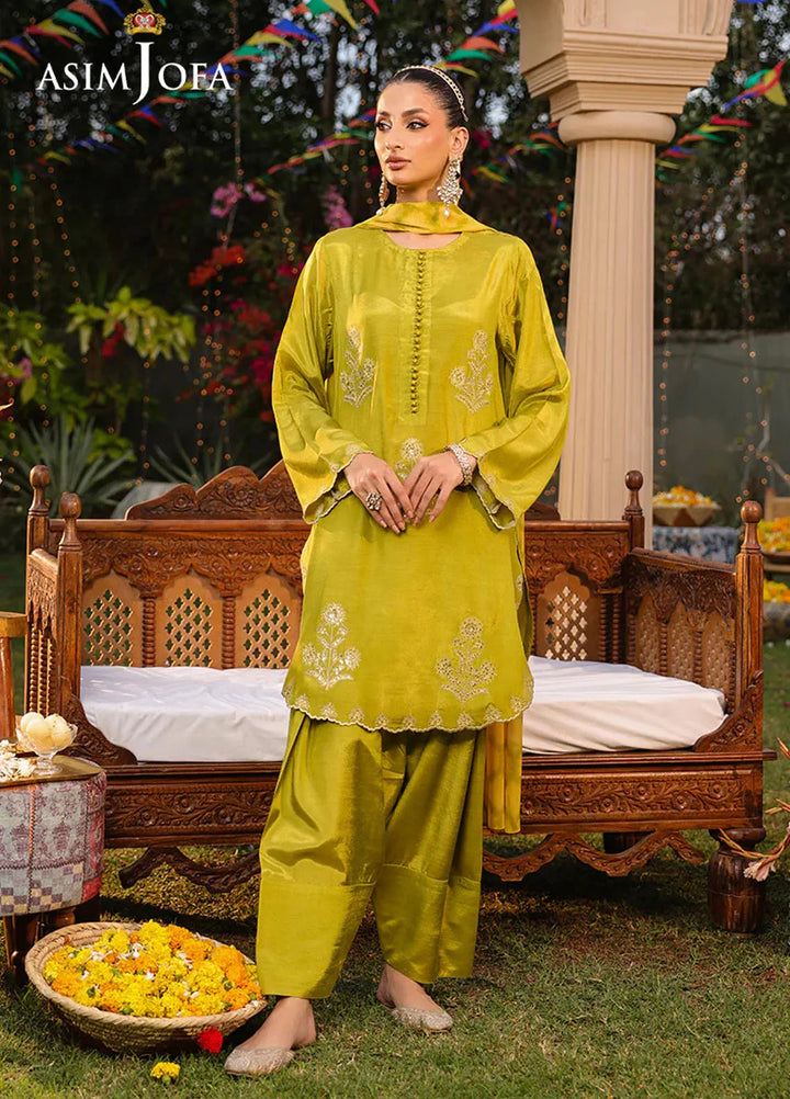 Asim Jofa Pret Embroidered Raw Silk 3 Piece Suit AJPB-162