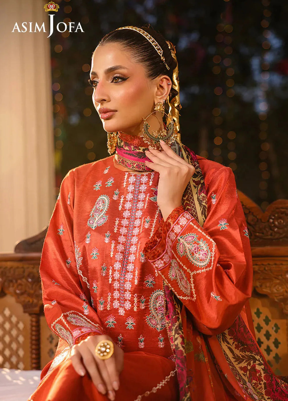Asim Jofa Pret Embroidered Raw Silk 3 Piece Suit AJPB-166