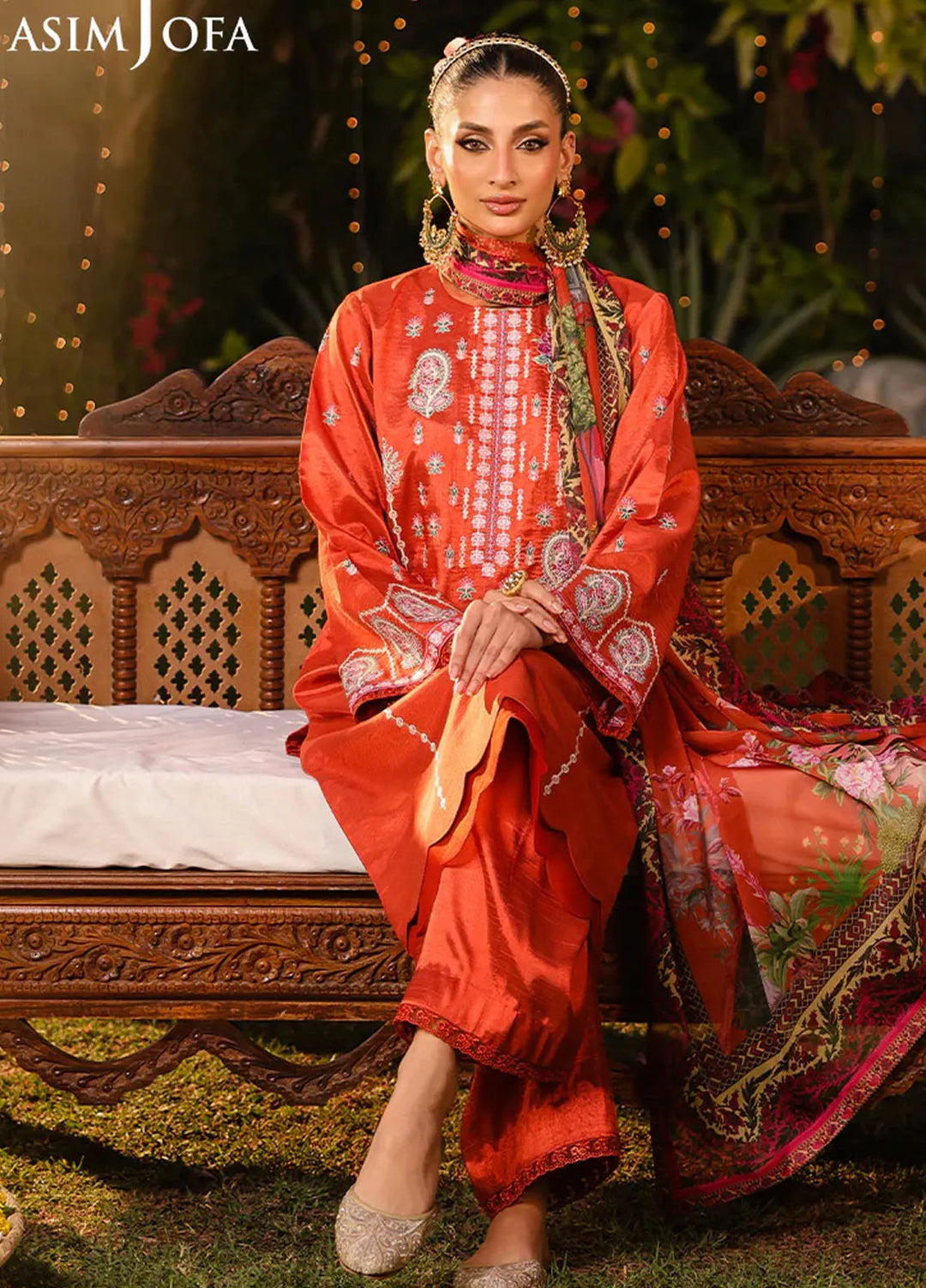 Asim Jofa Pret Embroidered Raw Silk 3 Piece Suit AJPB-166