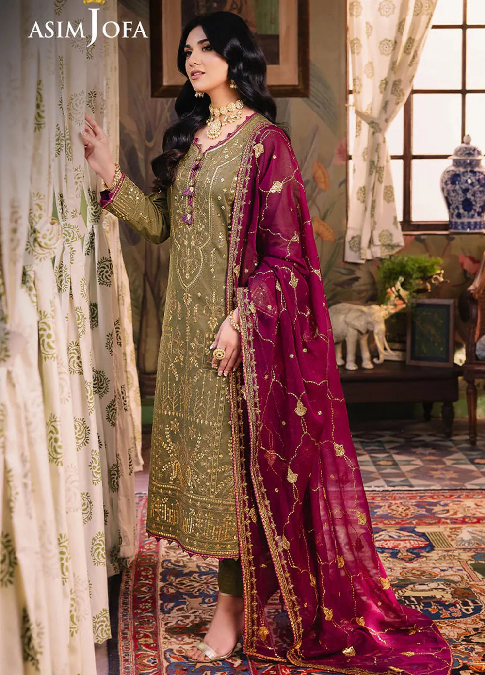 Afsanay Pret by Asim Jofa Embroidered Twisted Lawn 3 Piece Suit AJLP-08