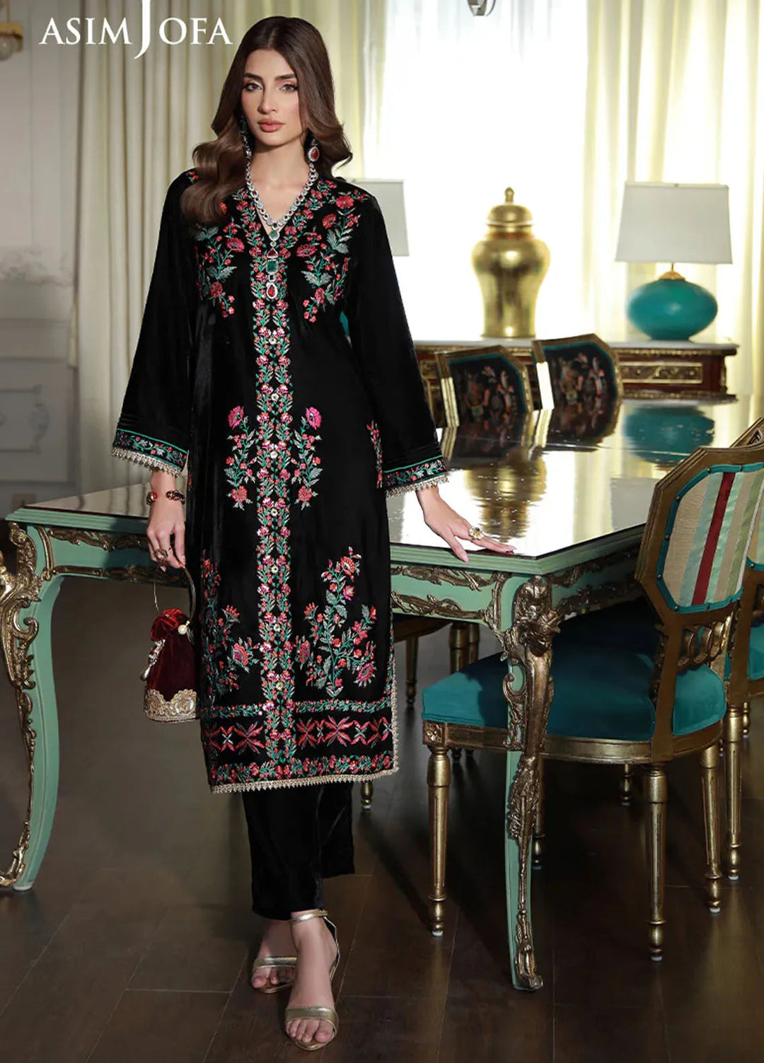 Asim Jofa Pret Embroidered Velvet 2 Piece Suit AJVG-01