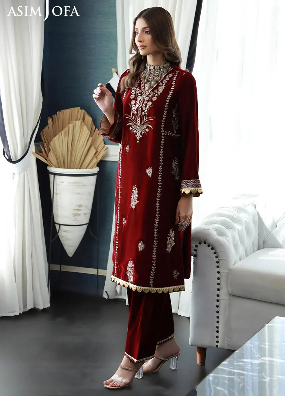 Asim Jofa Pret Embroidered Velvet 2 Piece Suit AJVG-02
