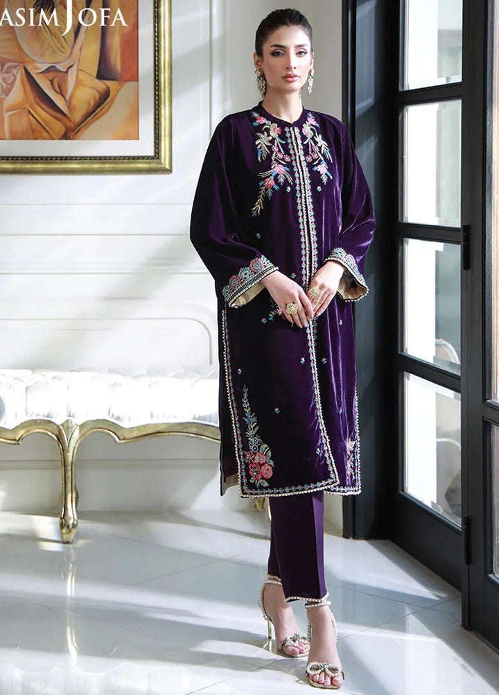 Asim Jofa Pret Embroidered Velvet 3 Piece Suit AJVG-10