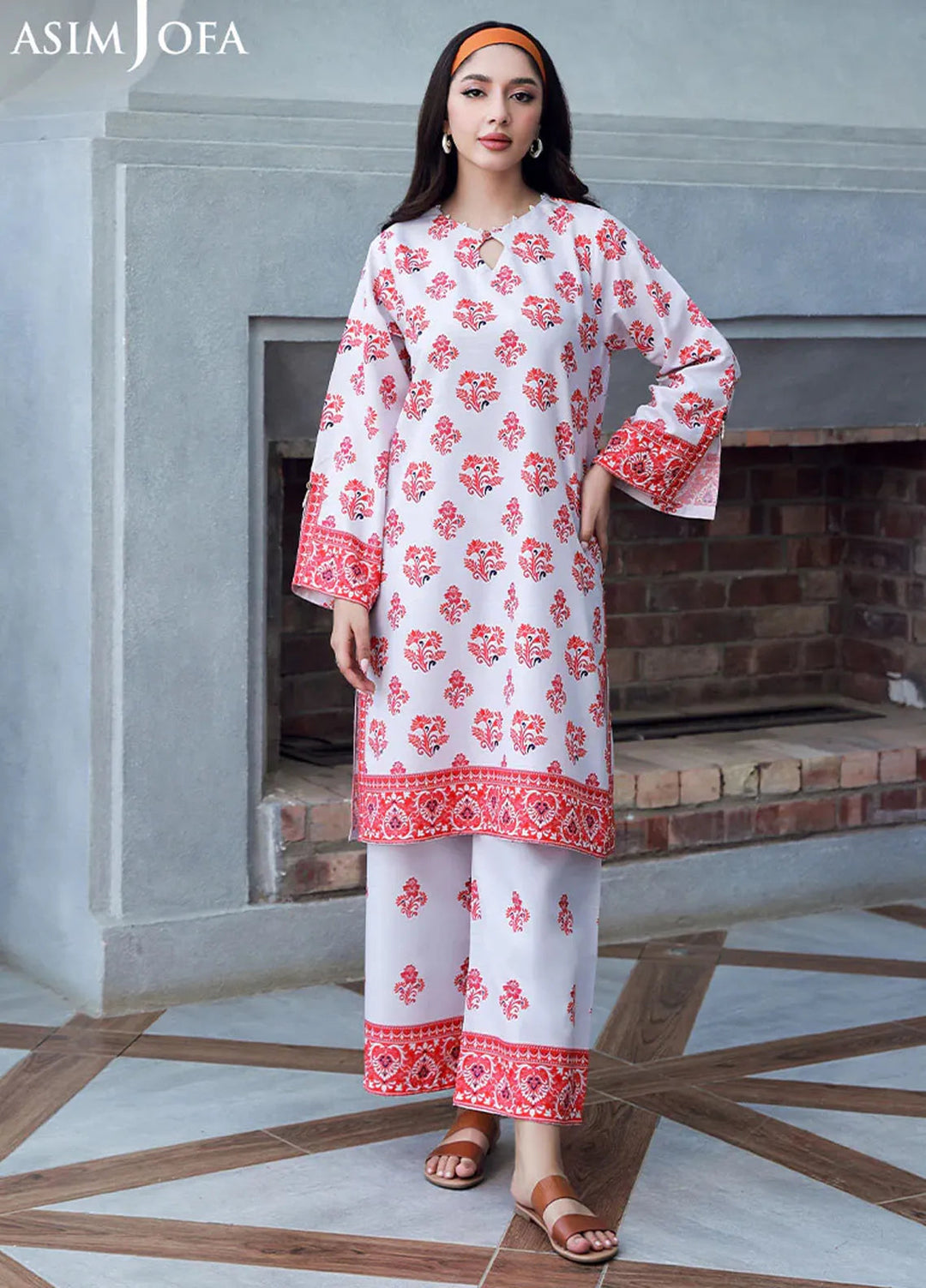 Asim Jofa Pret Printed Raw Silk 2 Piece Suit AJSS-15