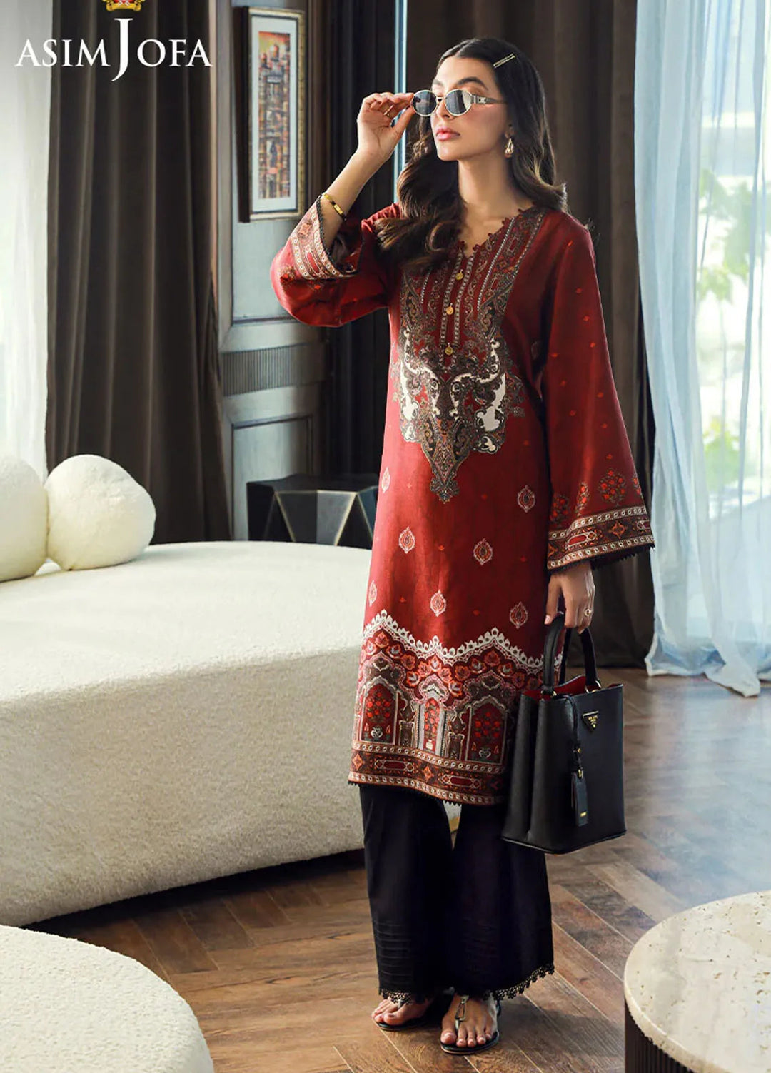 Asim Jofa Pret Printed Raw Silk Kurti AJSS-17