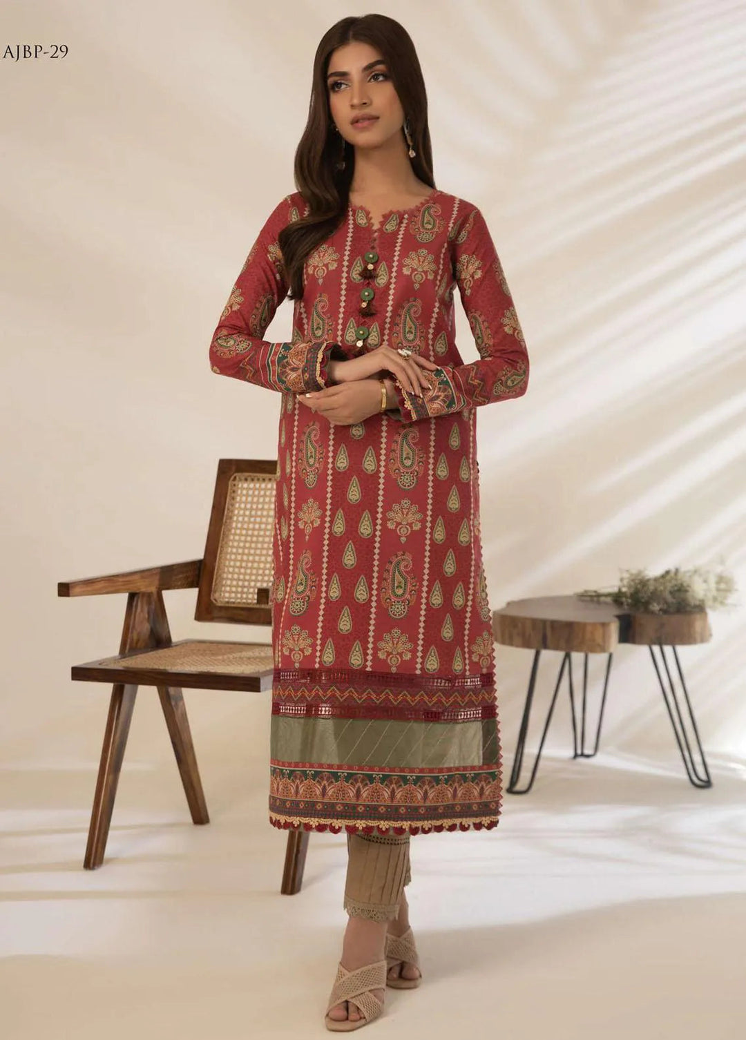 Asim Jofa Printed Cambric Kurti Unstitched AJ23BP AJBP-29 - Summer Collection