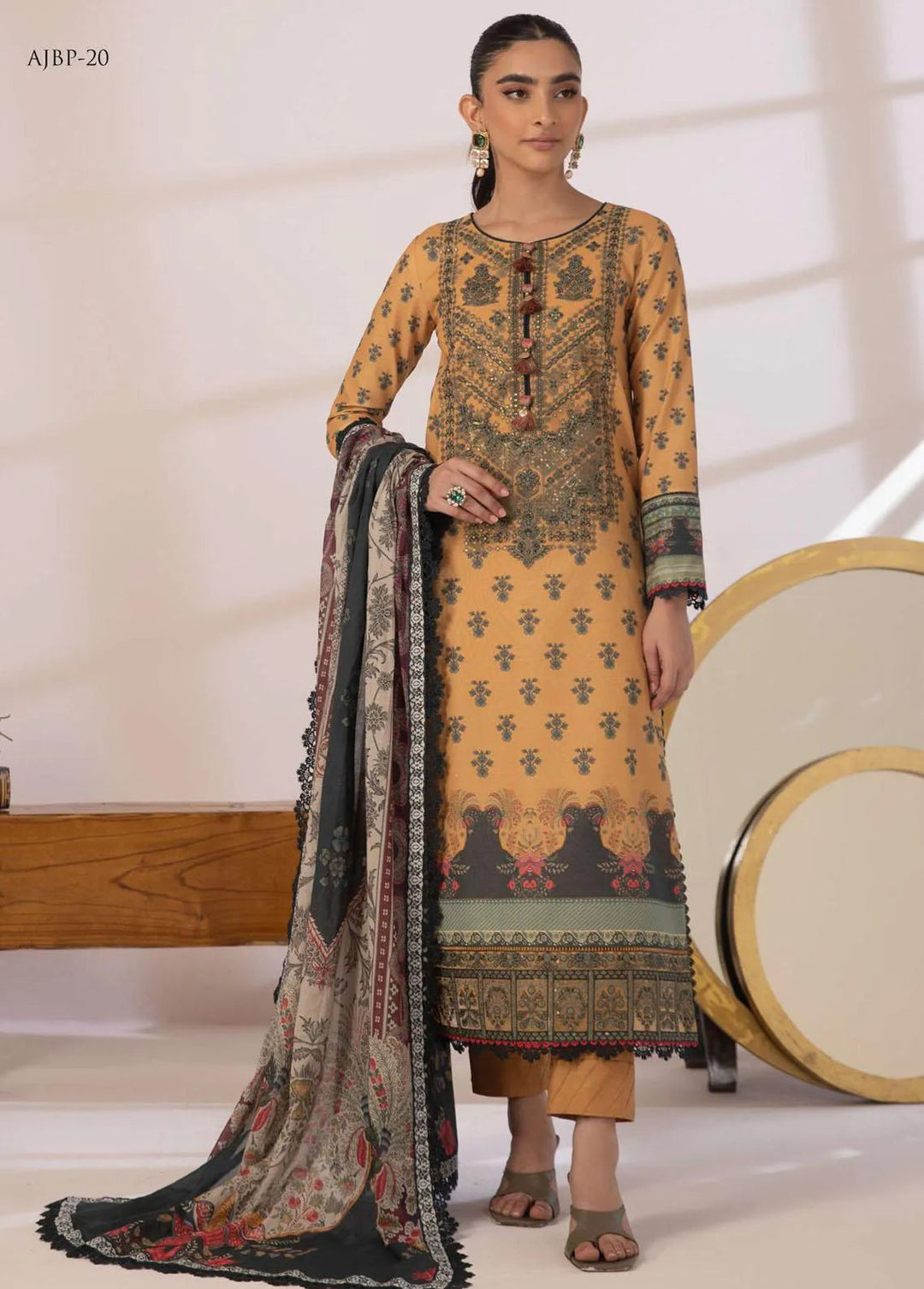 Asim Jofa Printed Cambric Unstitched Suit 2 Piece AJ23BP AJBP-20 - Summer Collection