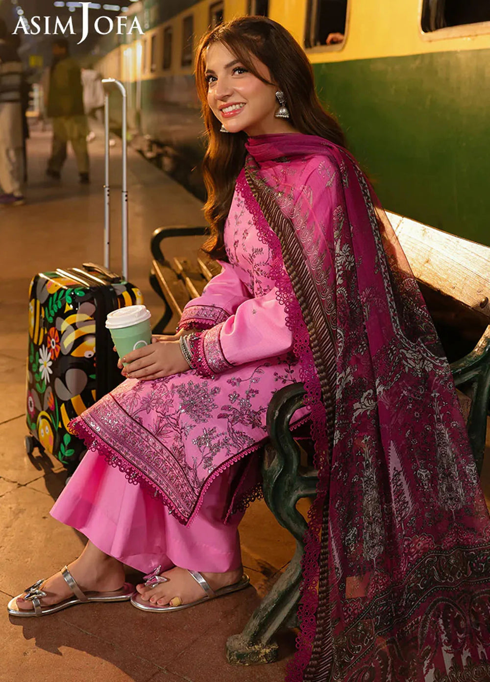 Asim Jofa Embroidered Dobby Suits Unstitched 3 Piece AJ25ES AJUBF-08 - Summer Collection