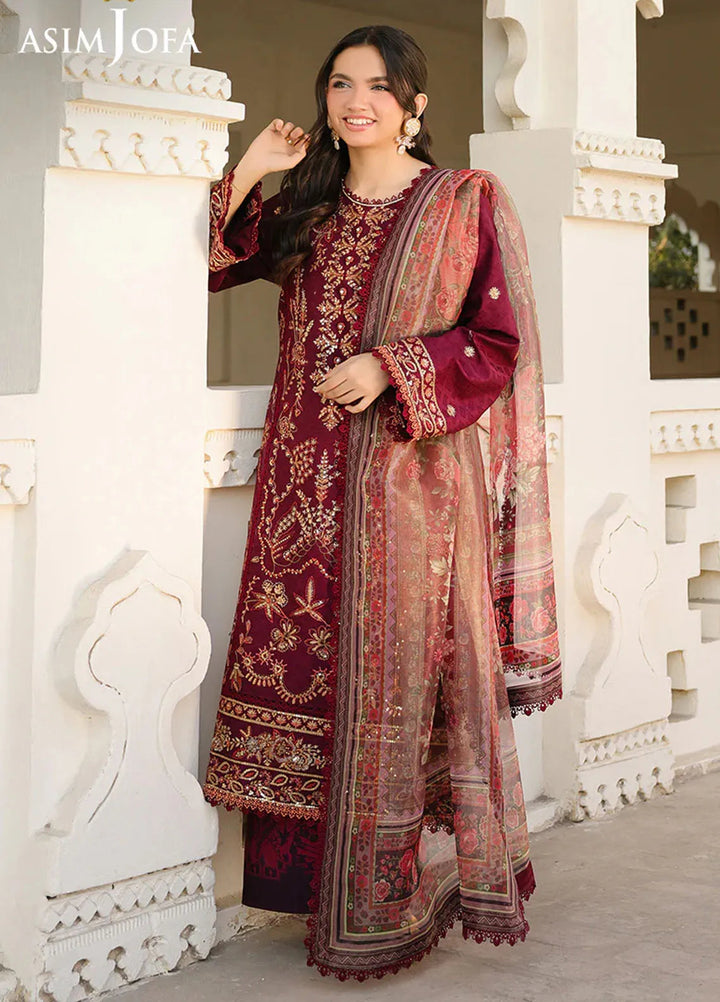 Asim Jofa Embroidered Dobby Suits Unstitched 3 Piece AJ25ES AJUBF-09 - Summer Collection