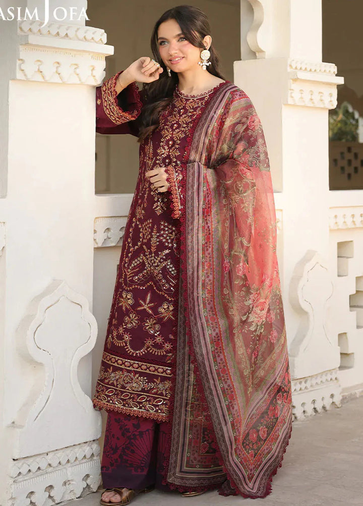 Asim Jofa Embroidered Dobby Suits Unstitched 3 Piece AJ25ES AJUBF-09 - Summer Collection